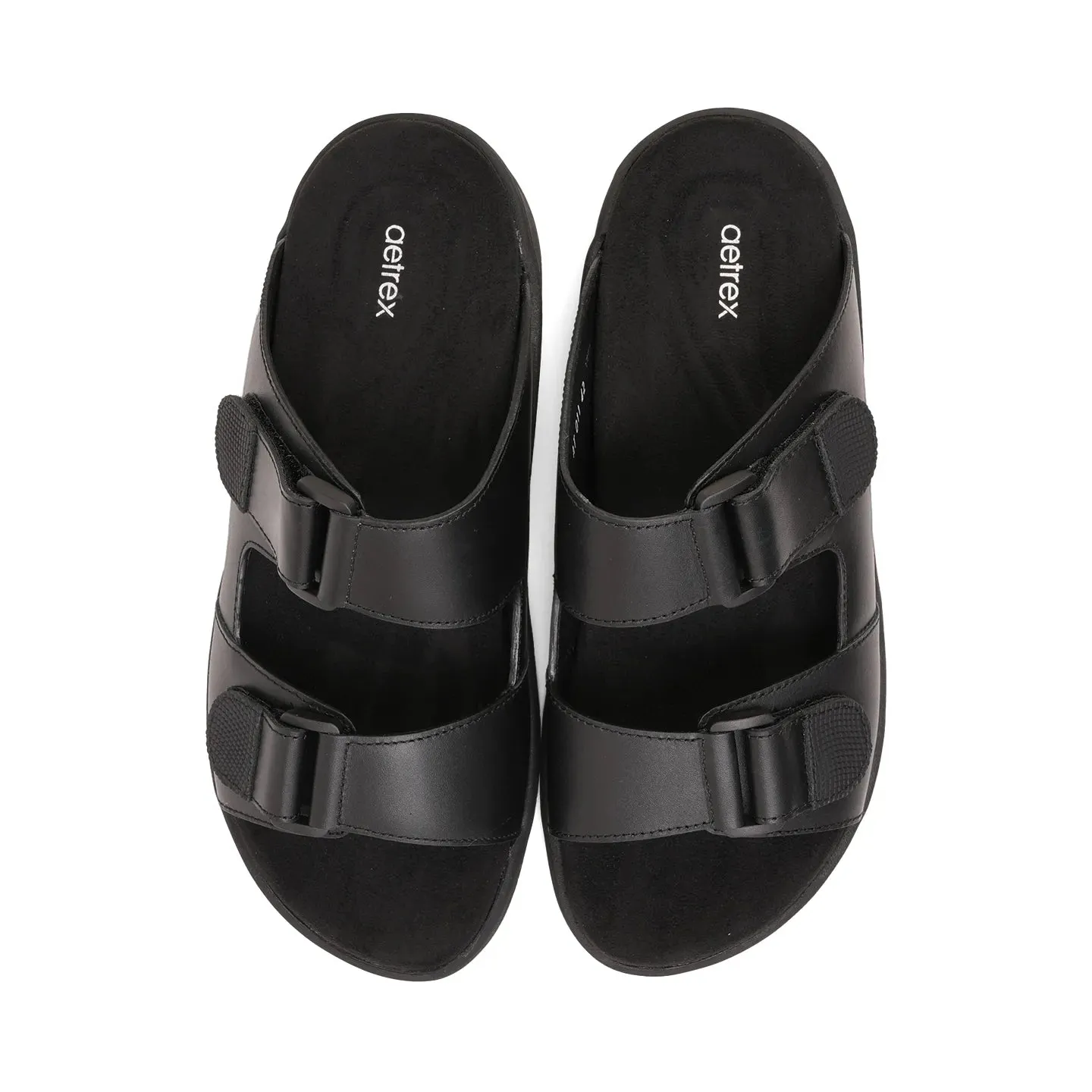 Aetrex Premium Comfort Suede Foot Bed Arabic Sandals Black