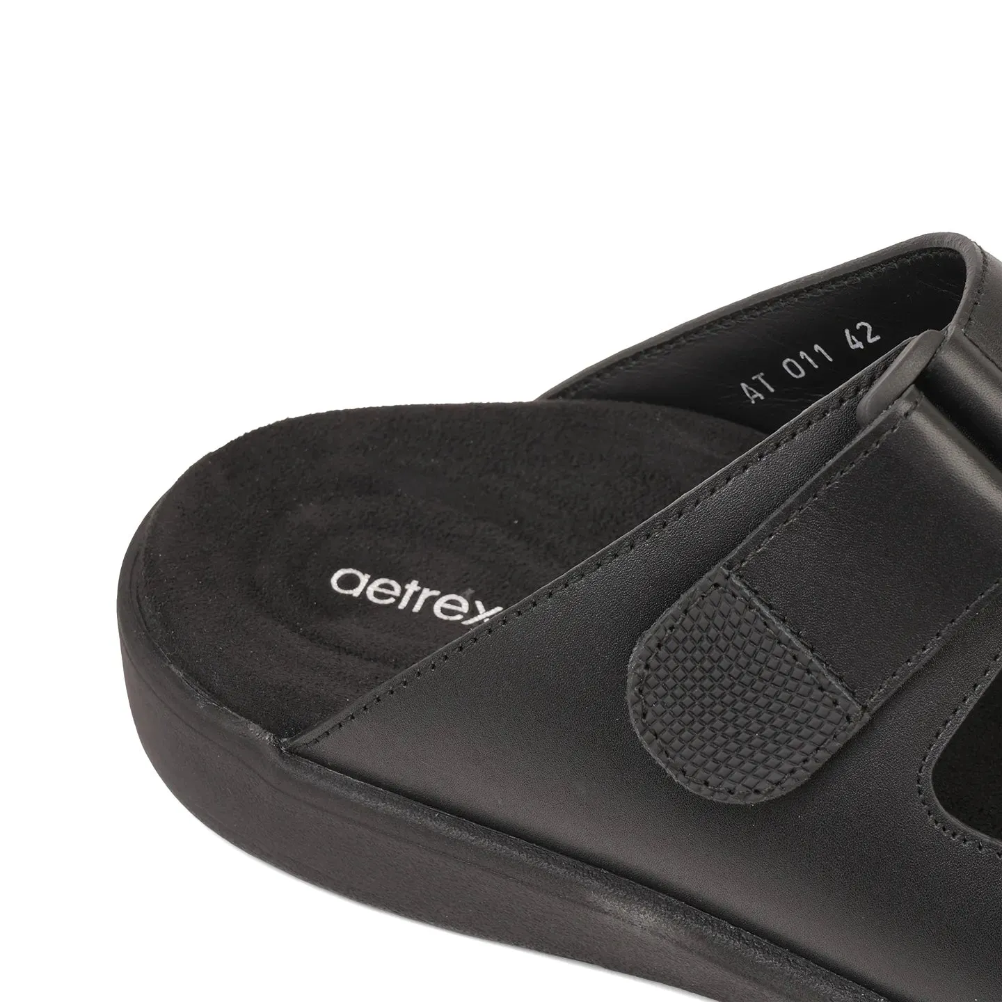 Aetrex Premium Comfort Suede Foot Bed Arabic Sandals Black