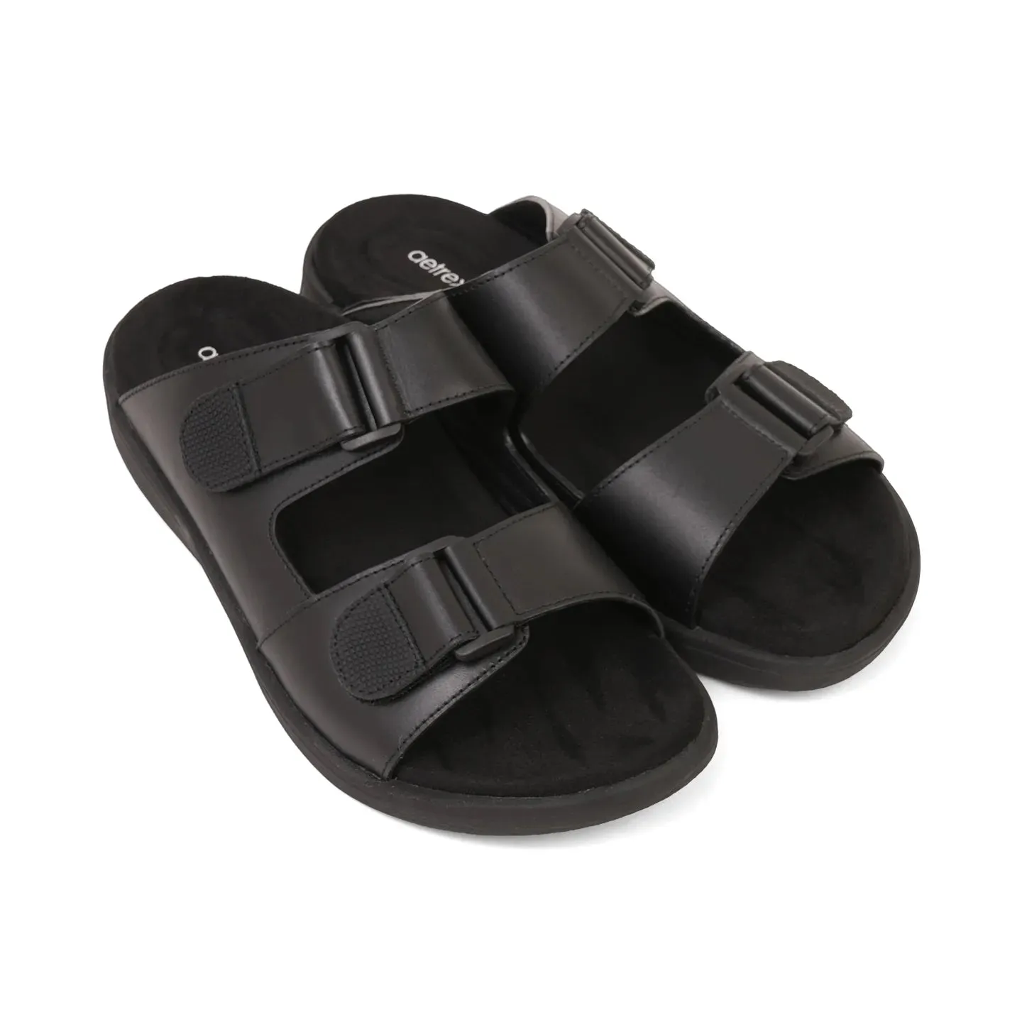Aetrex Premium Comfort Suede Foot Bed Arabic Sandals Black