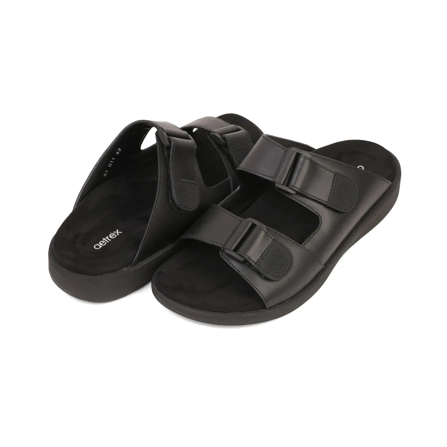 Aetrex Premium Comfort Suede Foot Bed Arabic Sandals Black