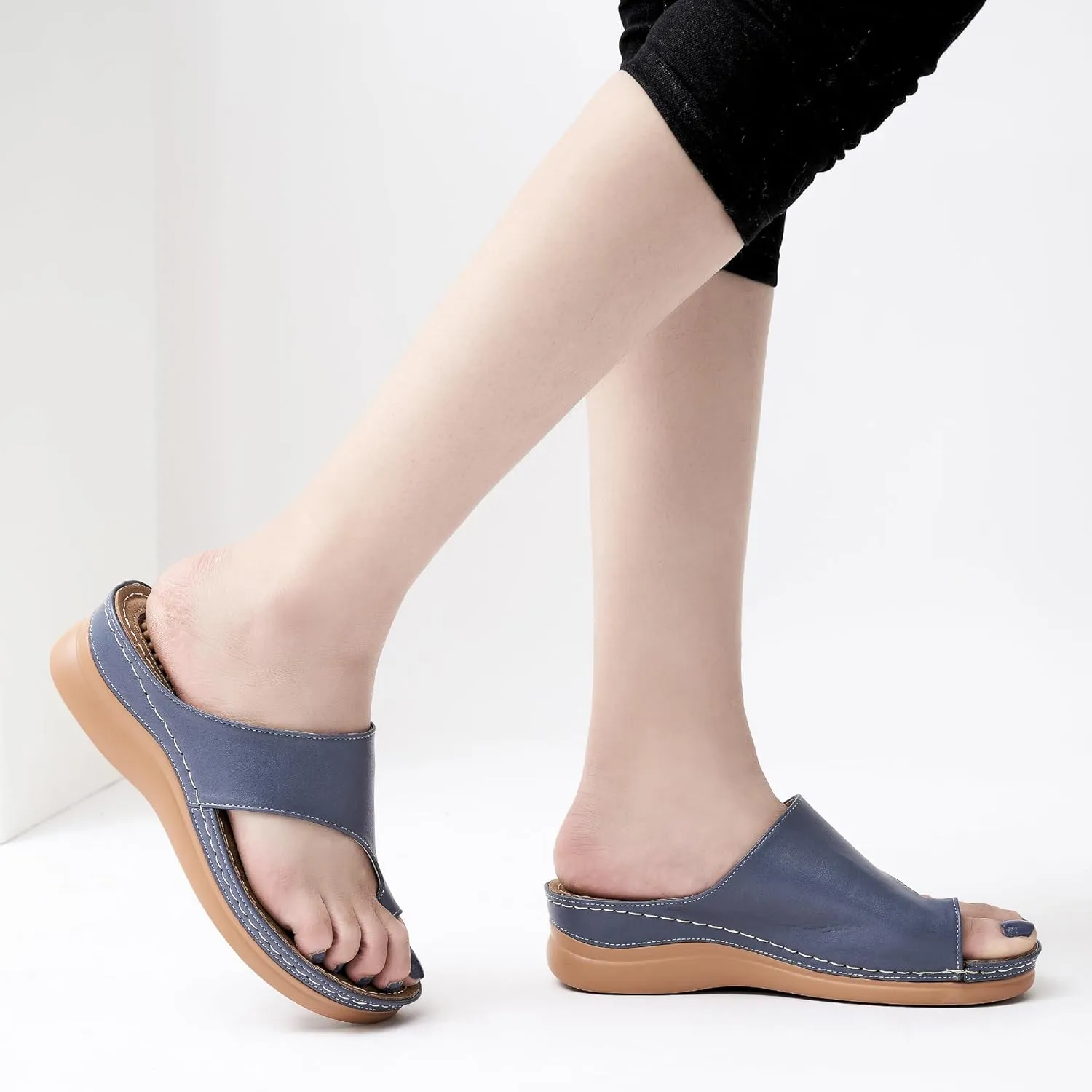 Aomigoct Sandals for Women Wedge Shoes: Comfortable Orthopedic Sandals Womens Dressy Summer Flip Flops Casual Walking Wedges