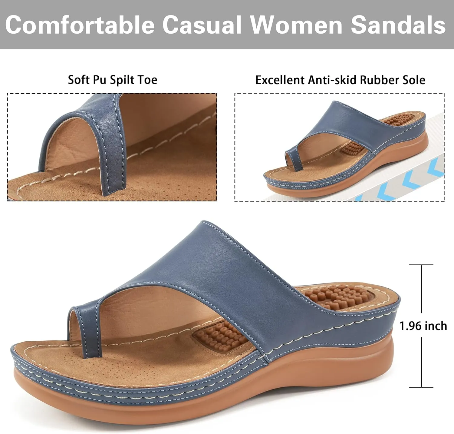 Aomigoct Sandals for Women Wedge Shoes: Comfortable Orthopedic Sandals Womens Dressy Summer Flip Flops Casual Walking Wedges