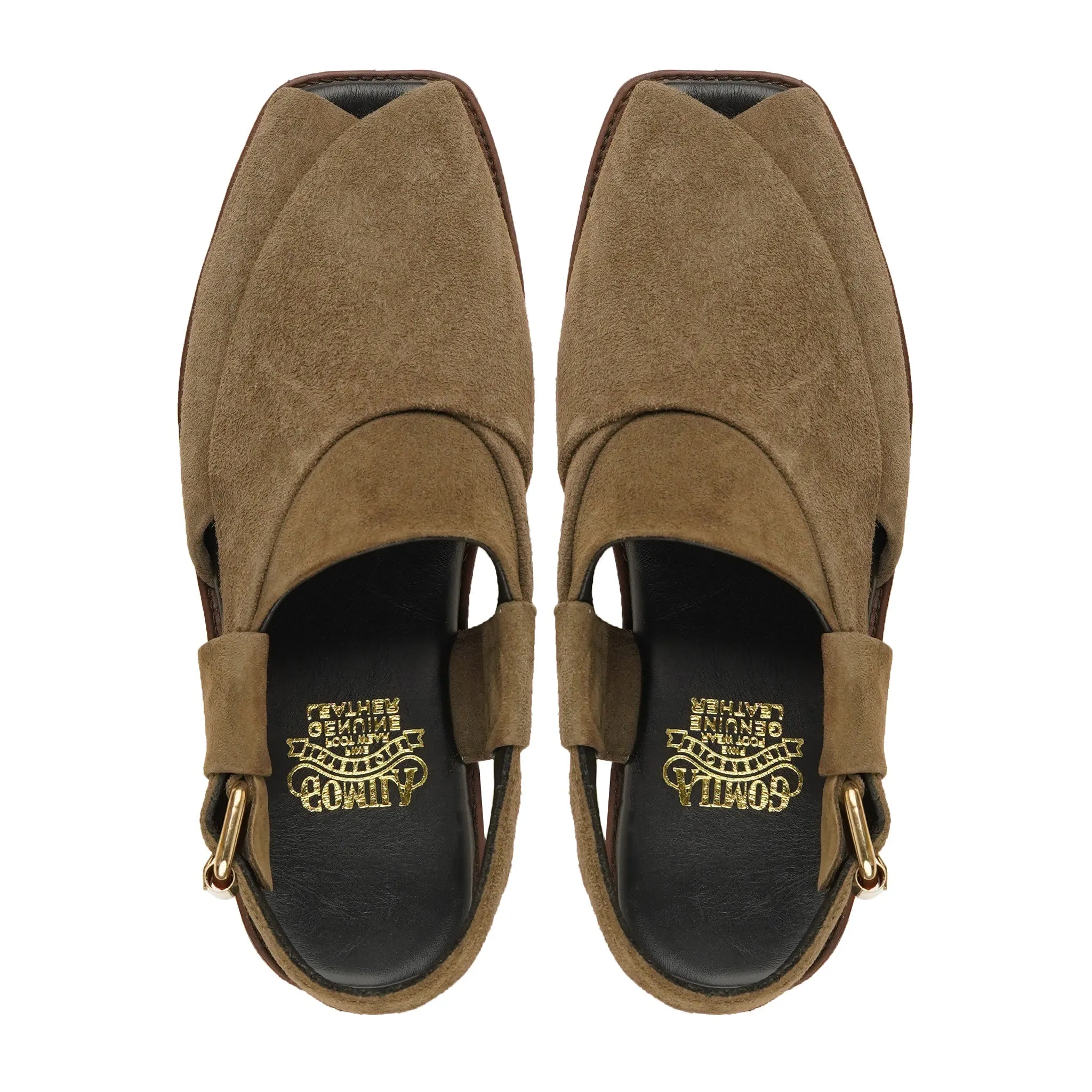 Arine - Men's Brown Kid Suede Sandal