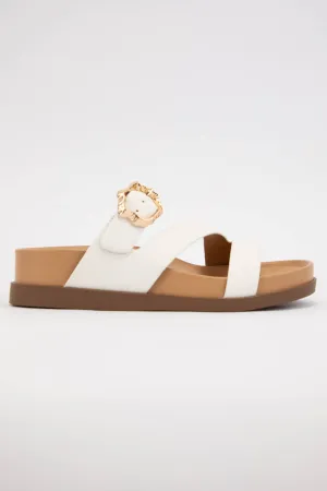 Astrid Asymmetric Strap Hexagon Buckle Sandals