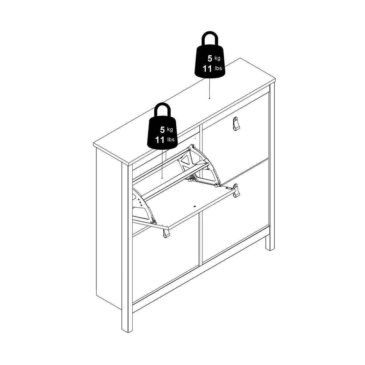 Barcelona Shoe Cabinet 4 Compartments in White