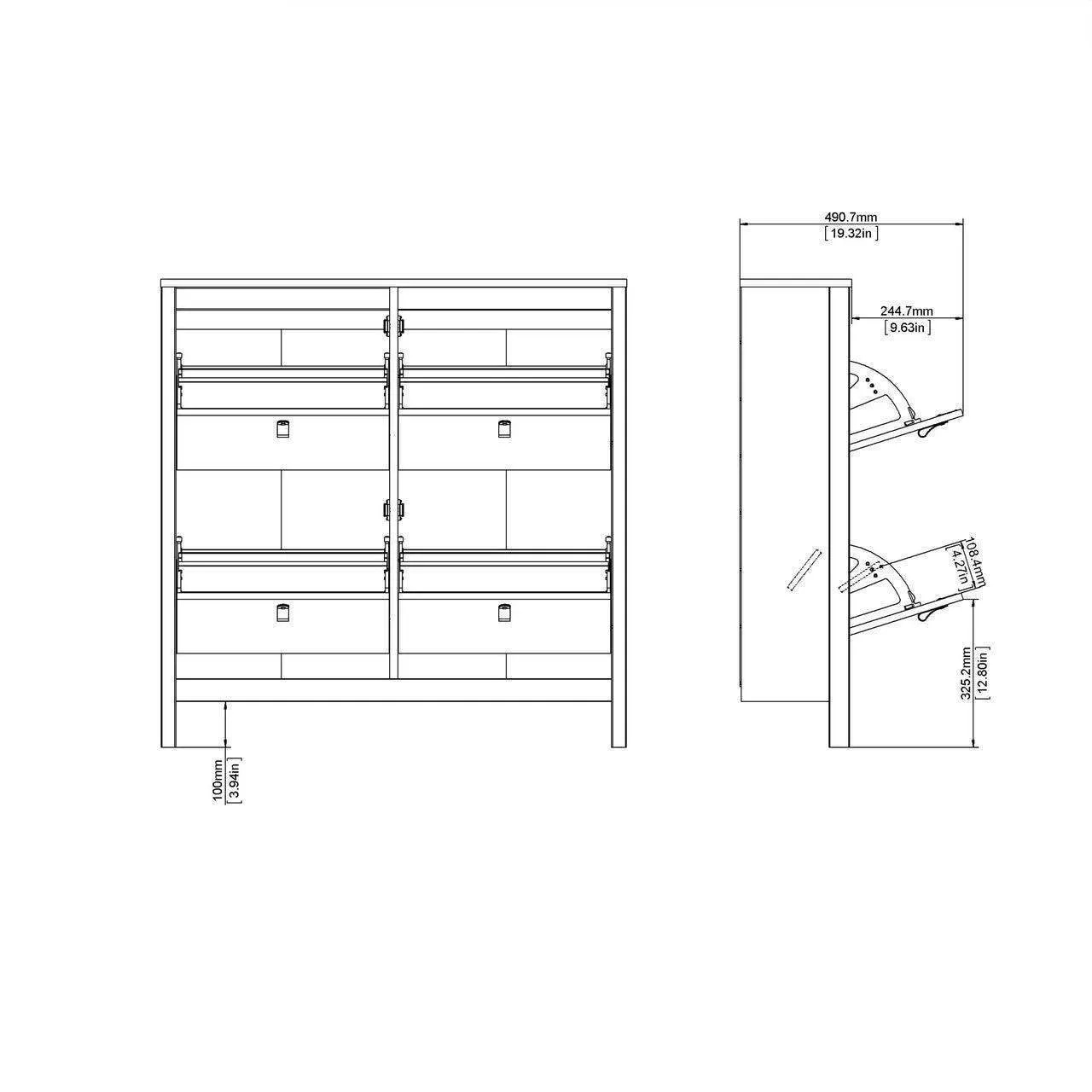 Barcelona Shoe Cabinet 4 Compartments in White