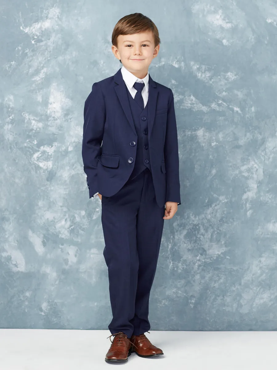Boy's Slim Fit Single Breasted 5 Pieces Suit  Ring Bearer, Communion