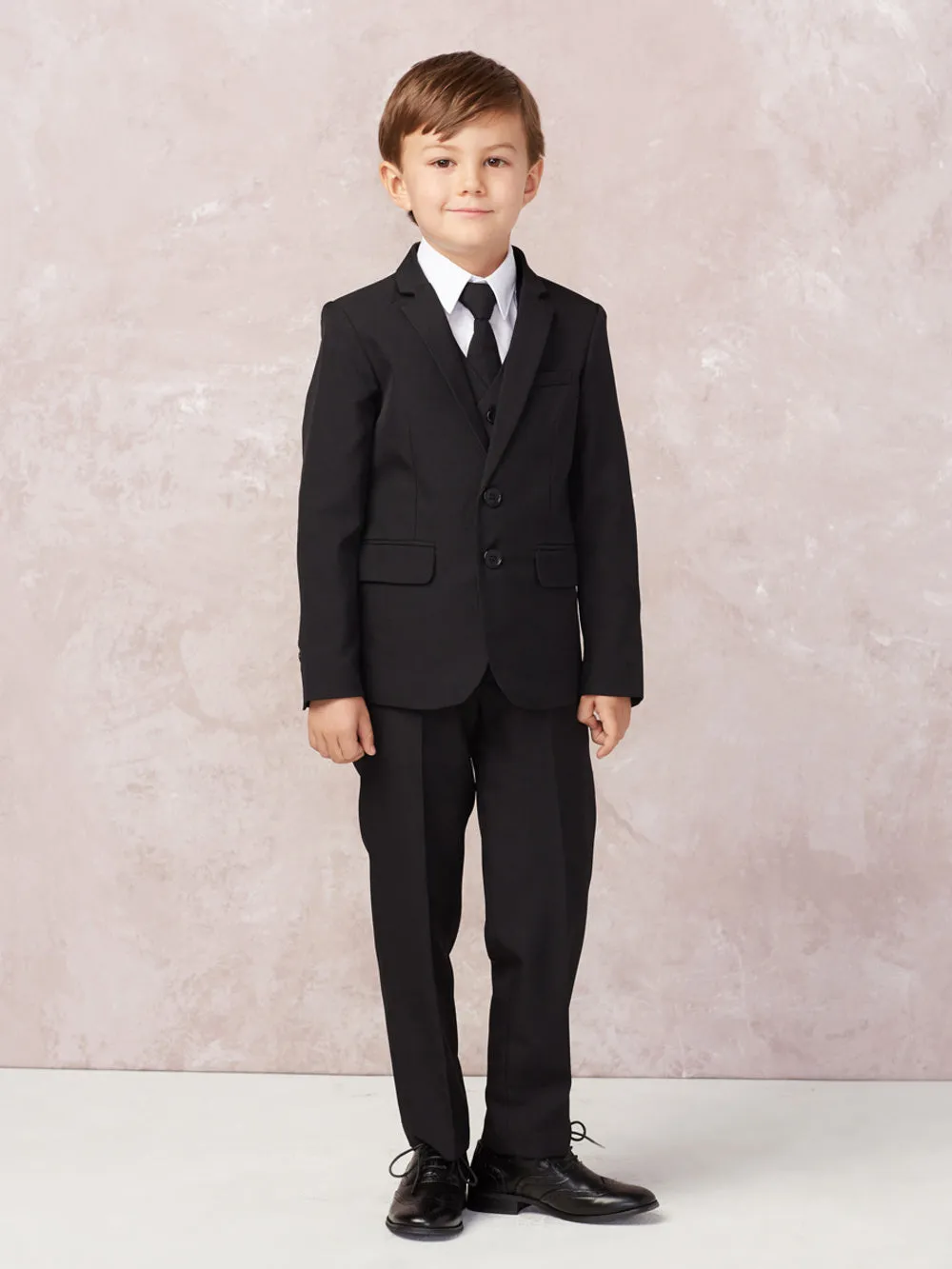 Boy's Slim Fit Single Breasted 5 Pieces Suit  Ring Bearer, Communion