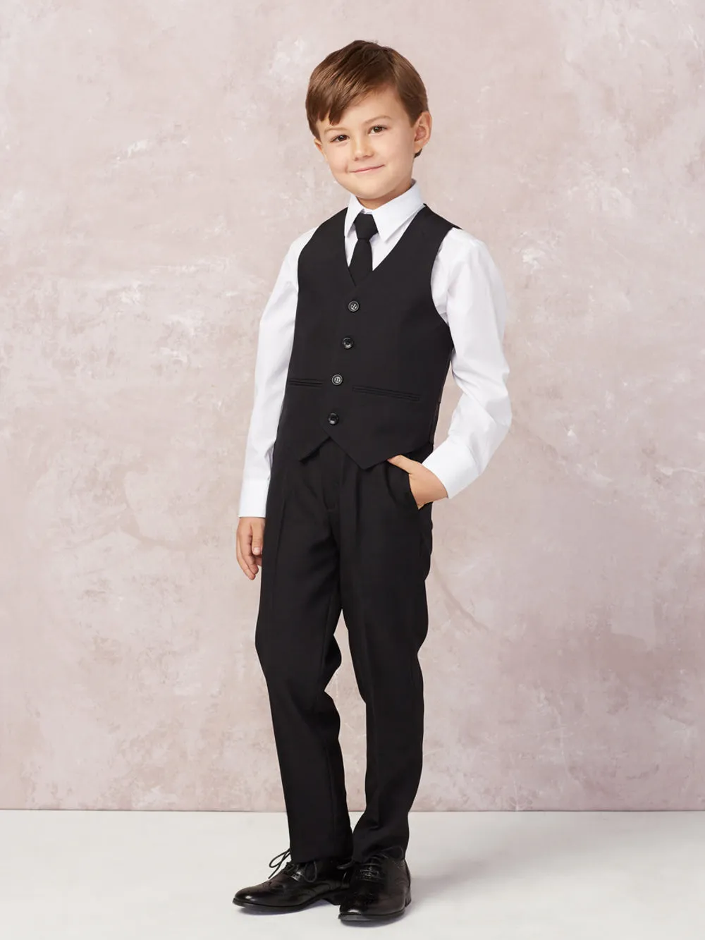 Boy's Slim Fit Single Breasted 5 Pieces Suit  Ring Bearer, Communion