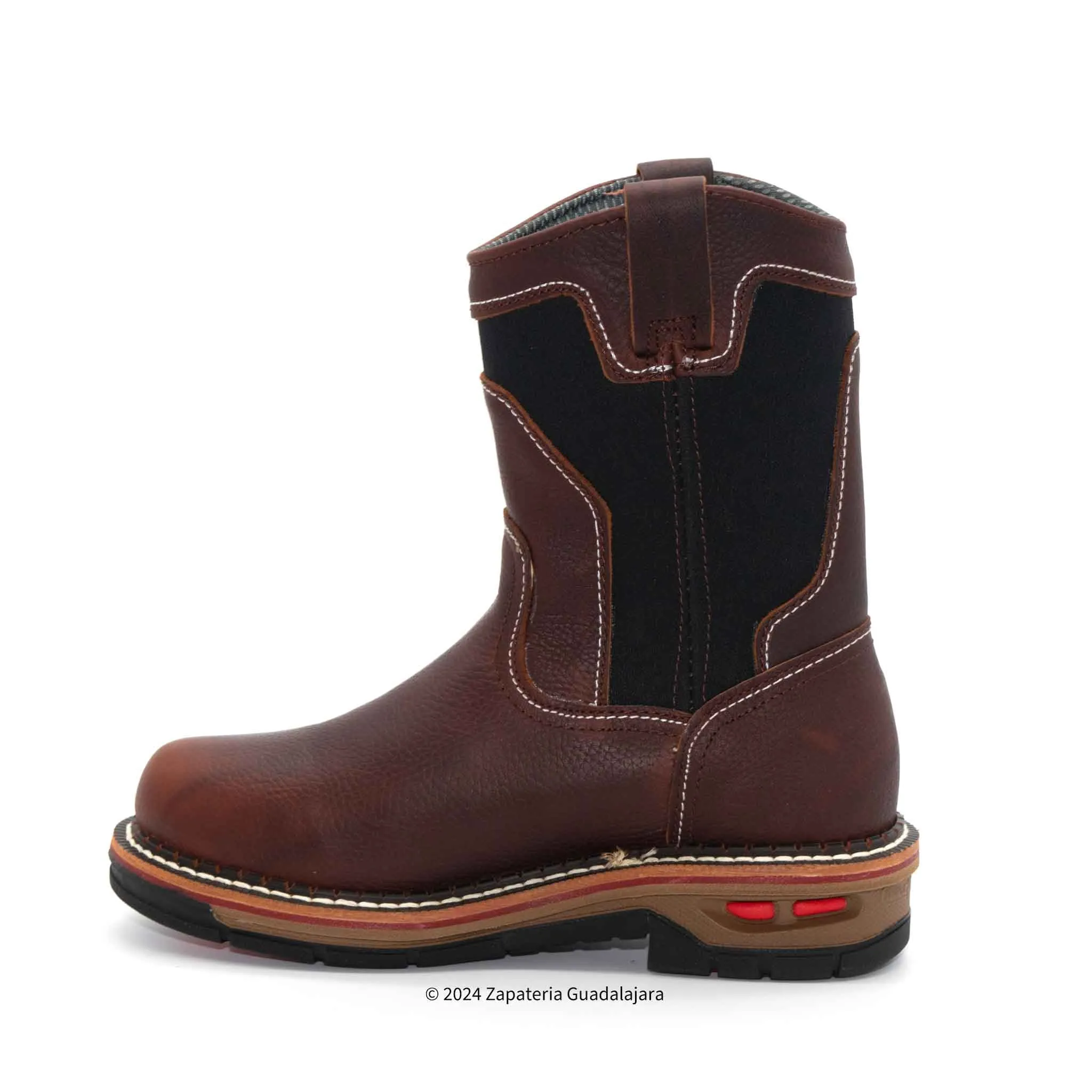 BRONCO 10" SOFT TOE PULL ON SHOCK ABSORBING BROWN GRASSO MEN LEATHER WORK BOOT