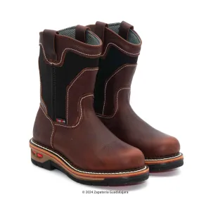BRONCO 10" SOFT TOE PULL ON SHOCK ABSORBING BROWN GRASSO MEN LEATHER WORK BOOT