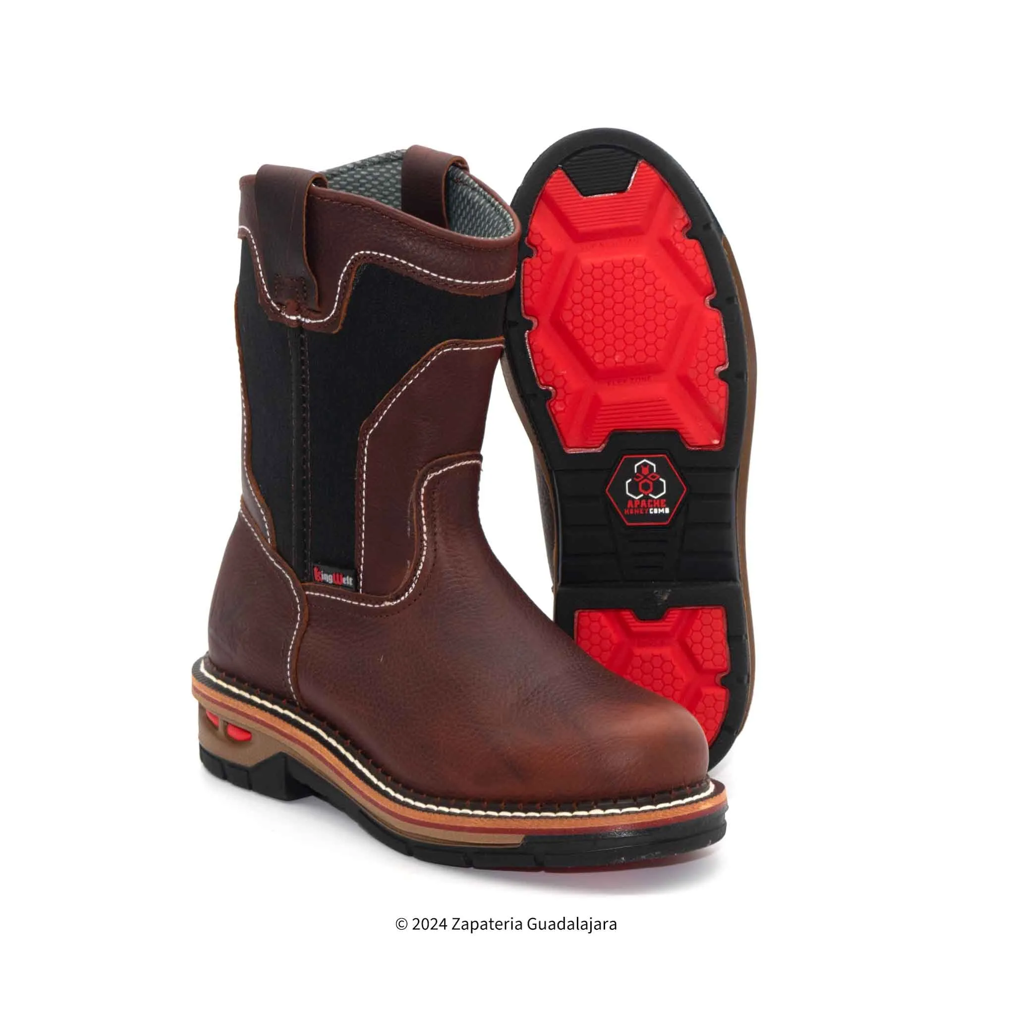 BRONCO 10" SOFT TOE PULL ON SHOCK ABSORBING BROWN GRASSO MEN LEATHER WORK BOOT