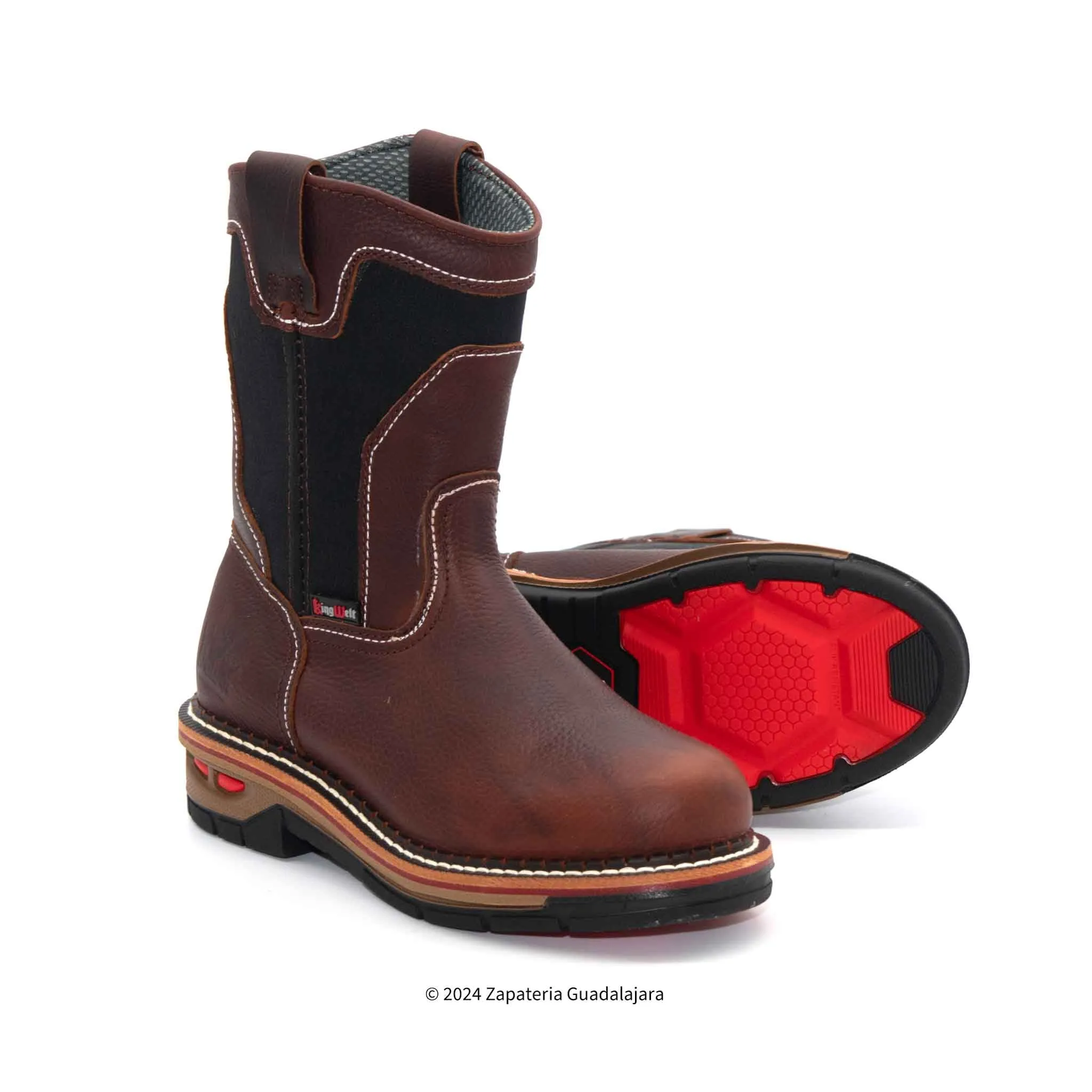 BRONCO 10" SOFT TOE PULL ON SHOCK ABSORBING BROWN GRASSO MEN LEATHER WORK BOOT