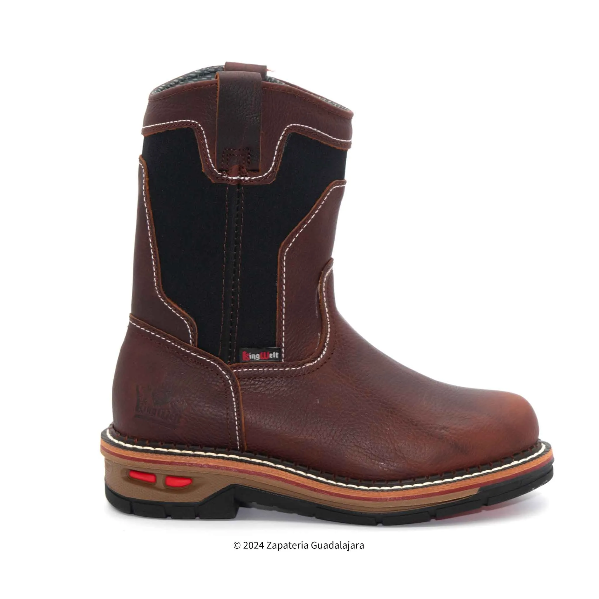 BRONCO 10" SOFT TOE PULL ON SHOCK ABSORBING BROWN GRASSO MEN LEATHER WORK BOOT