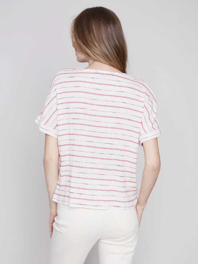 Charlie B Cotton Linen Blend Dolman Top - Punch