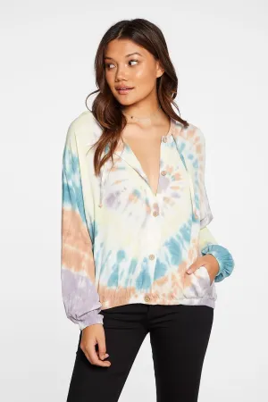 Chaser Heirloom Wovens Drop Shoulder Hooded Jacket in Tie Dye