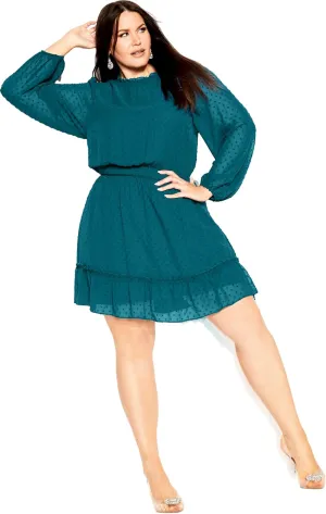 City Chic Women's Dobby Tiered Dress