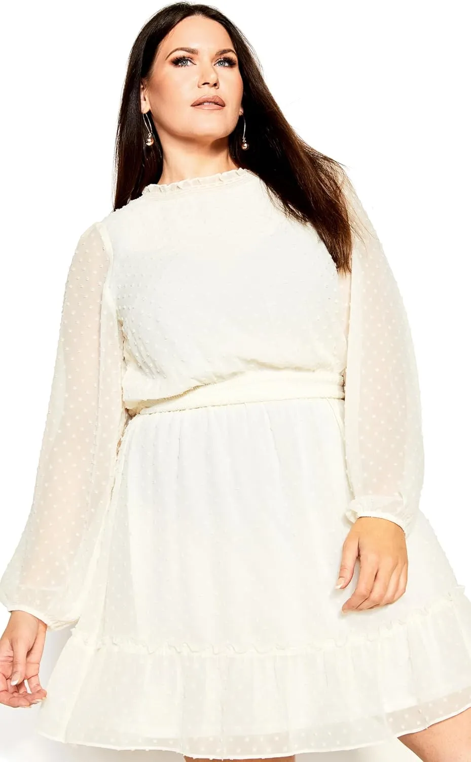 City Chic Women's Dobby Tiered Dress
