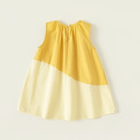 Cream Colorblock A Line Dress