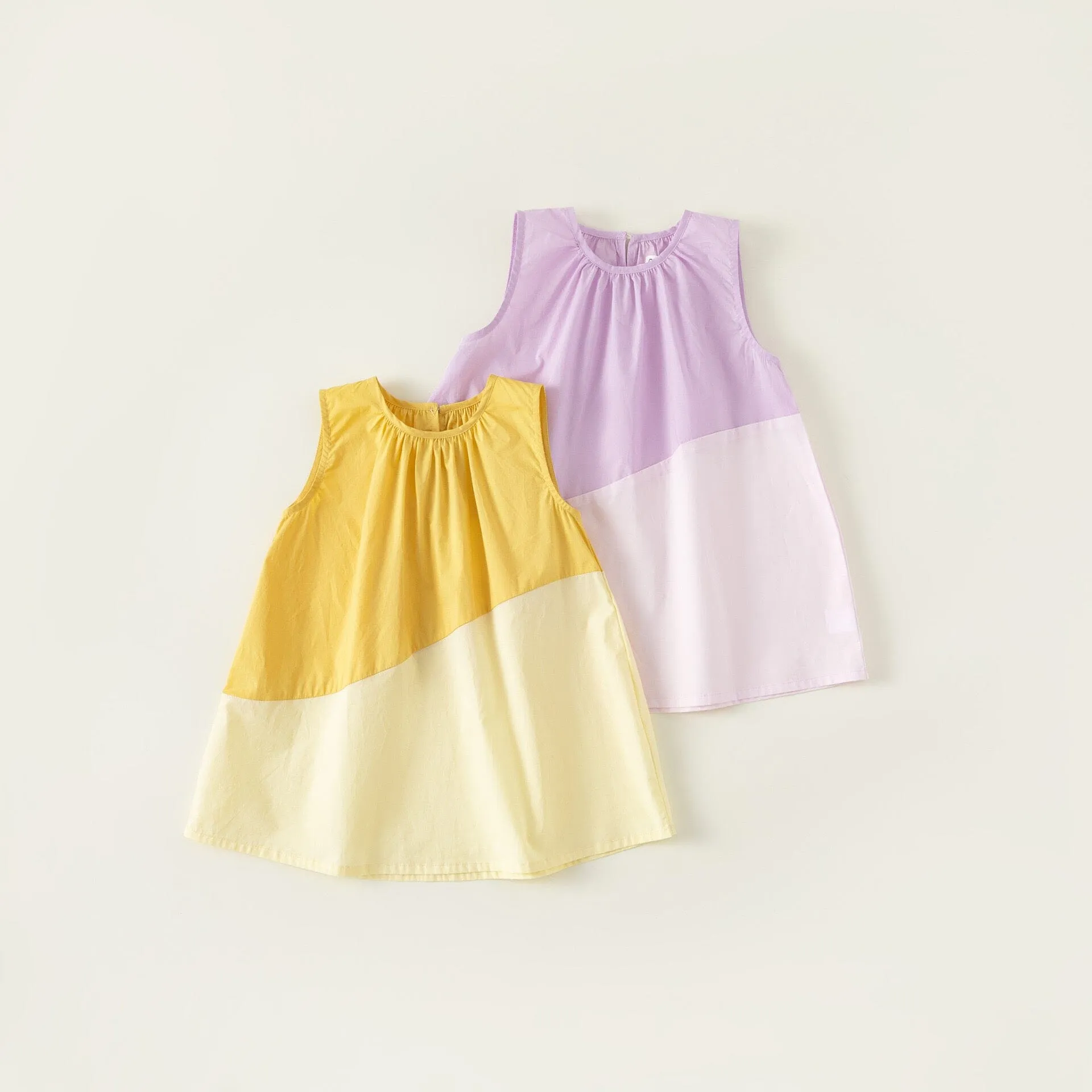 Cream Colorblock A Line Dress