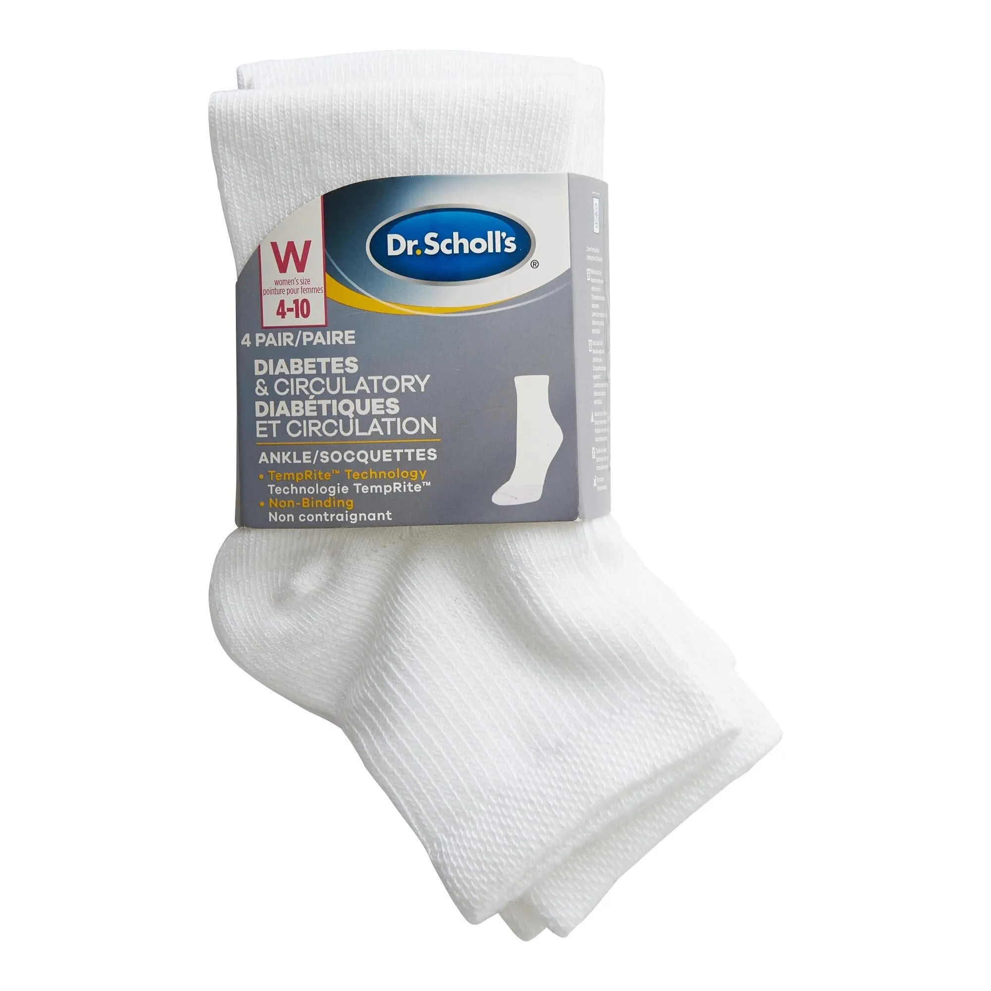 Dr. Scholl's Women's Diabetic and Circulatory Seamless Ankle Socks, 9 to 11, 4-Pack