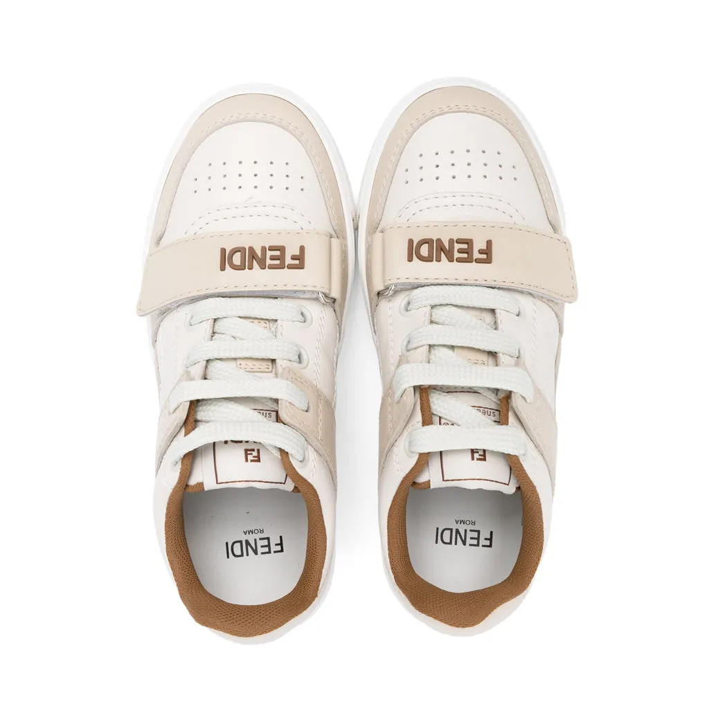 Fendi Kids Logo Calfskin Sneakers
