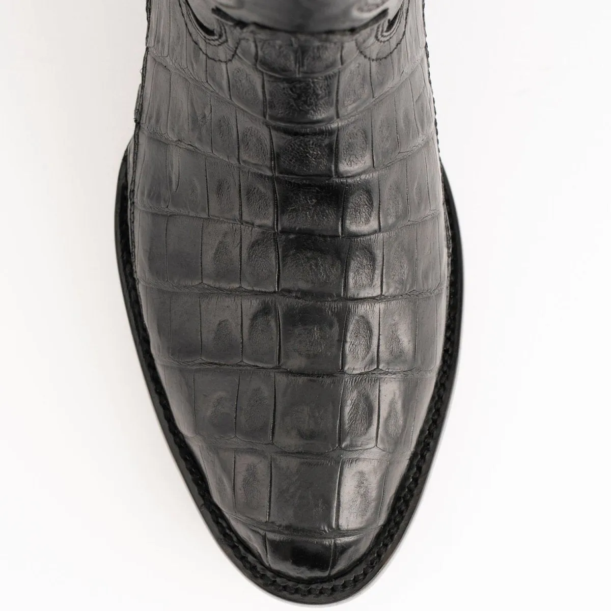 Ferrini Men's Dakota Belly Caiman Western Boots - Round Toe Handcrafted Black 1241104