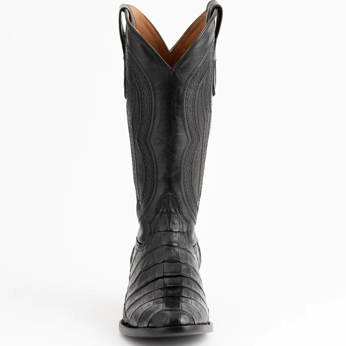 Ferrini Men's Dakota Belly Caiman Western Boots - Round Toe Handcrafted Black 1241104