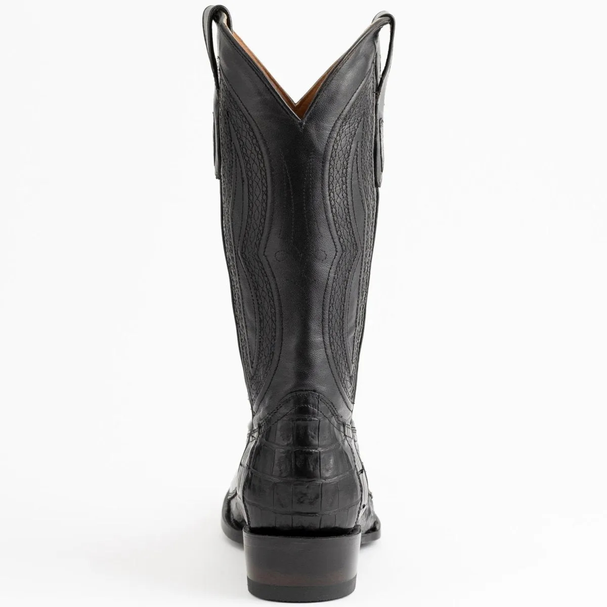 Ferrini Men's Dakota Belly Caiman Western Boots - Round Toe Handcrafted Black 1241104