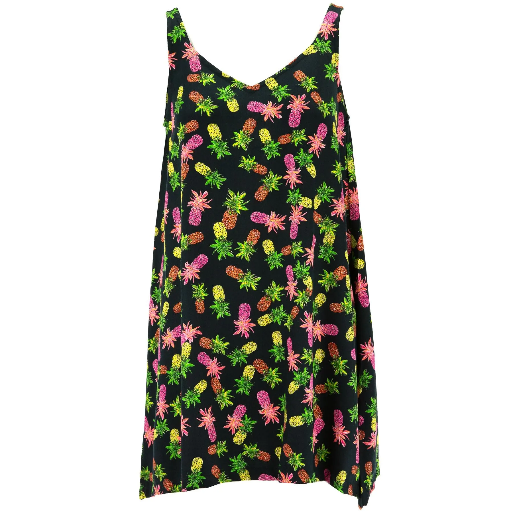 Floaty Asymmetrical Summer Dress - Pineapple Punch Black