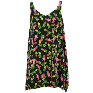Floaty Asymmetrical Summer Dress - Pineapple Punch Black