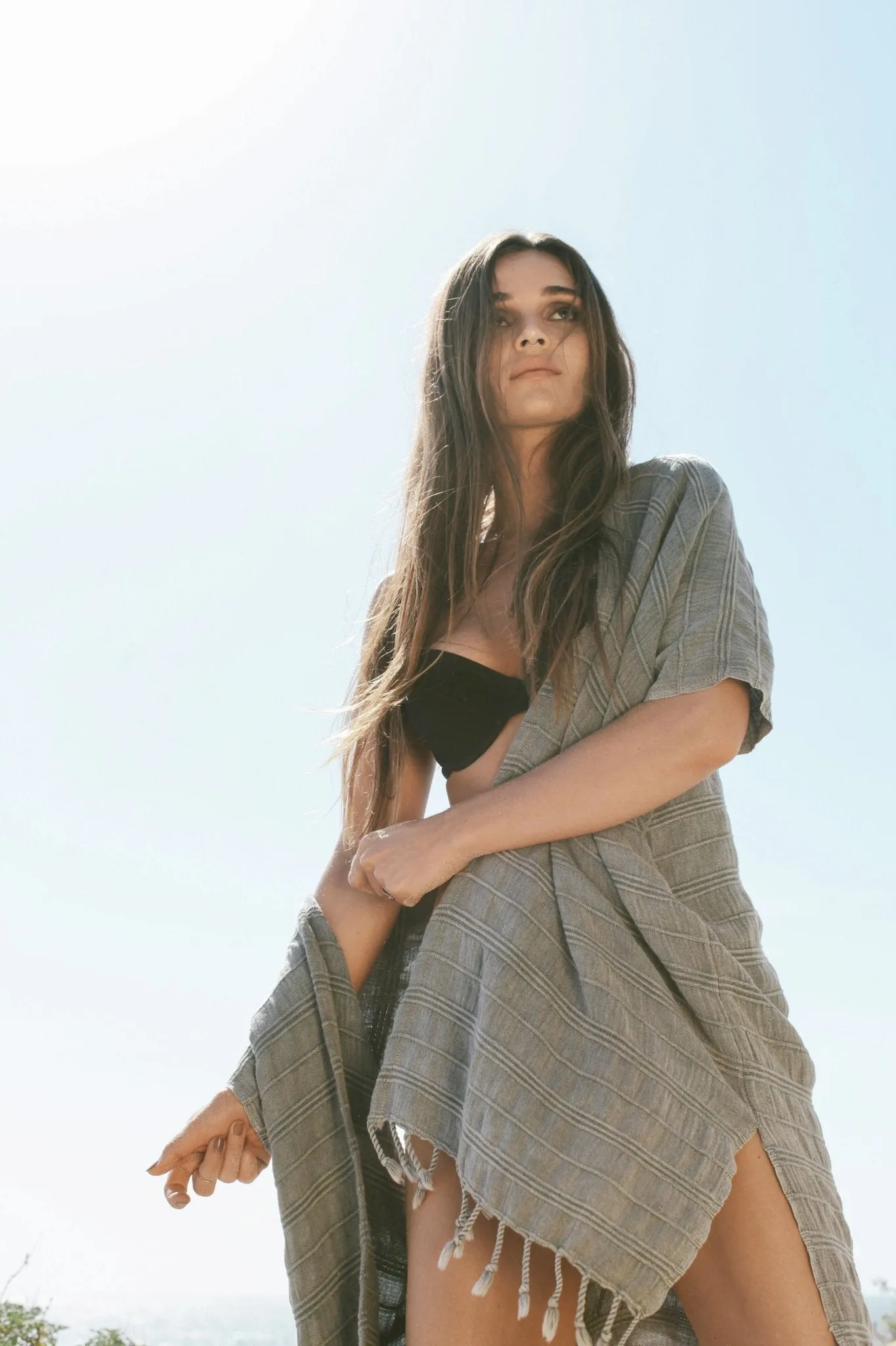 Gece V Back Kimono - Stone