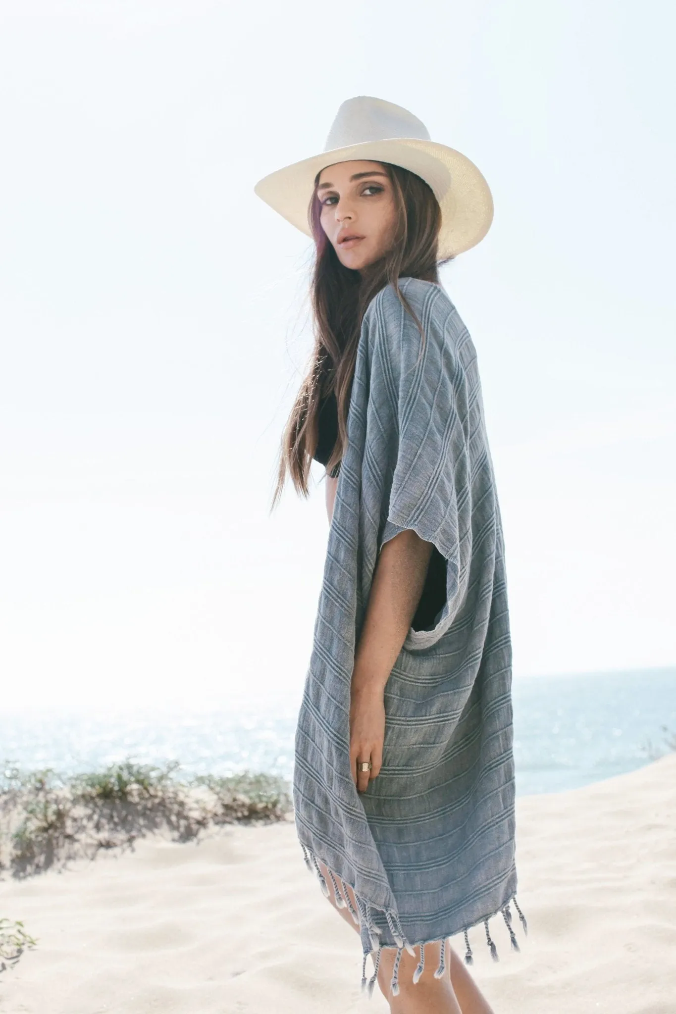 Gece V Back Kimono - Stone