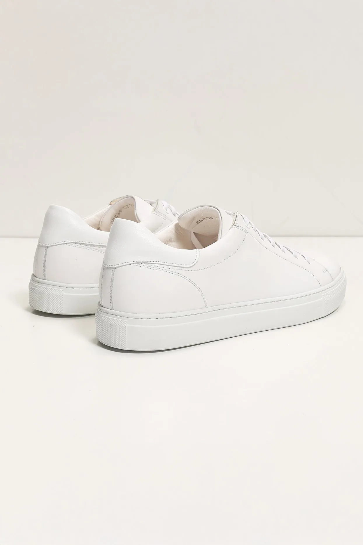 Genuine Leather Court Sneakers - White