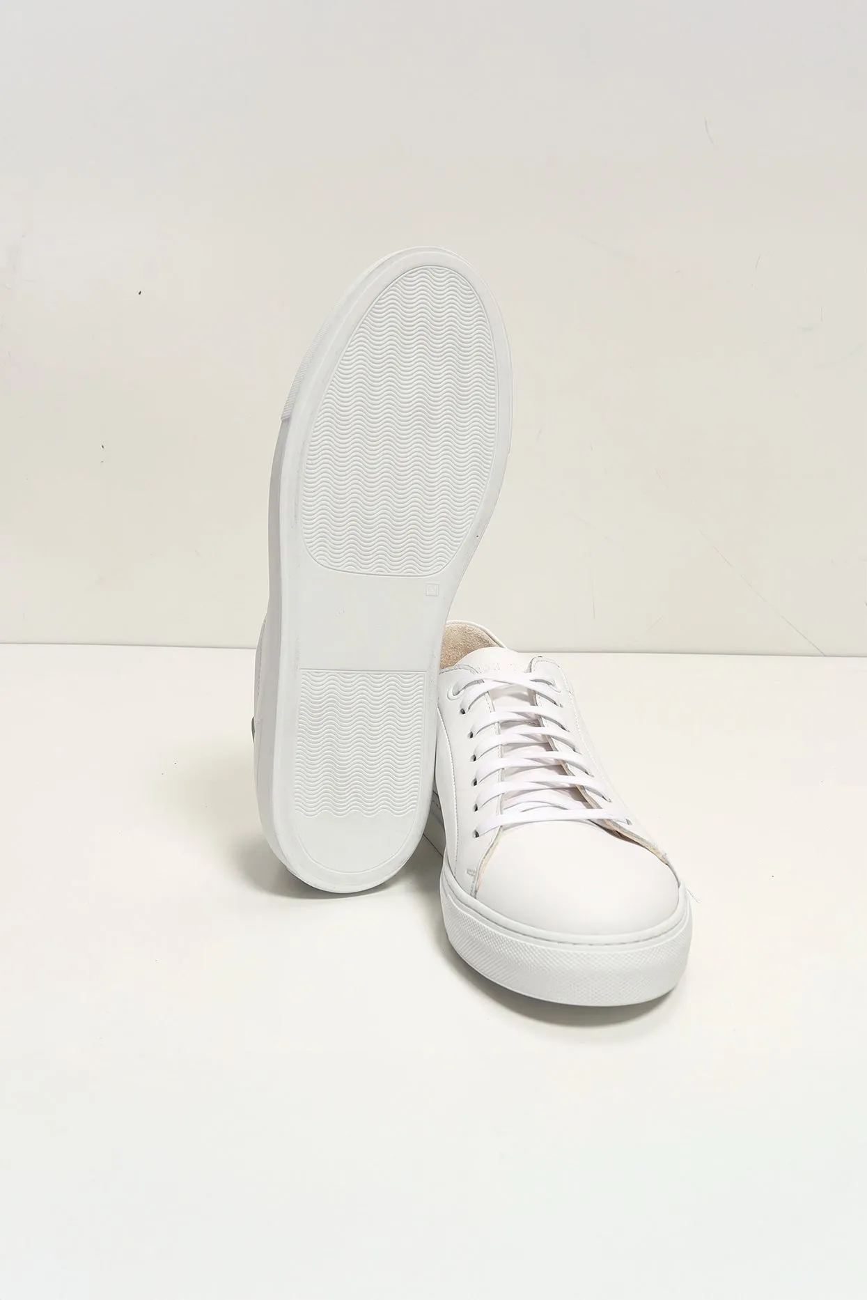 Genuine Leather Court Sneakers - White