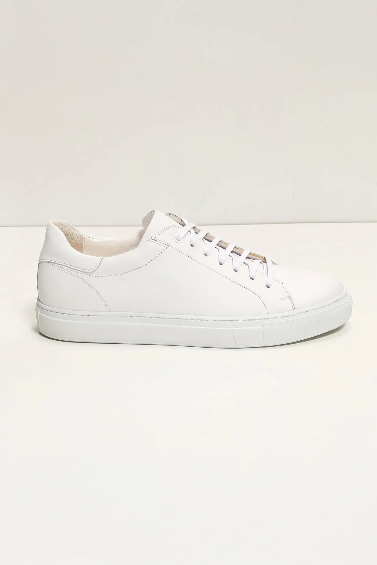 Genuine Leather Court Sneakers - White