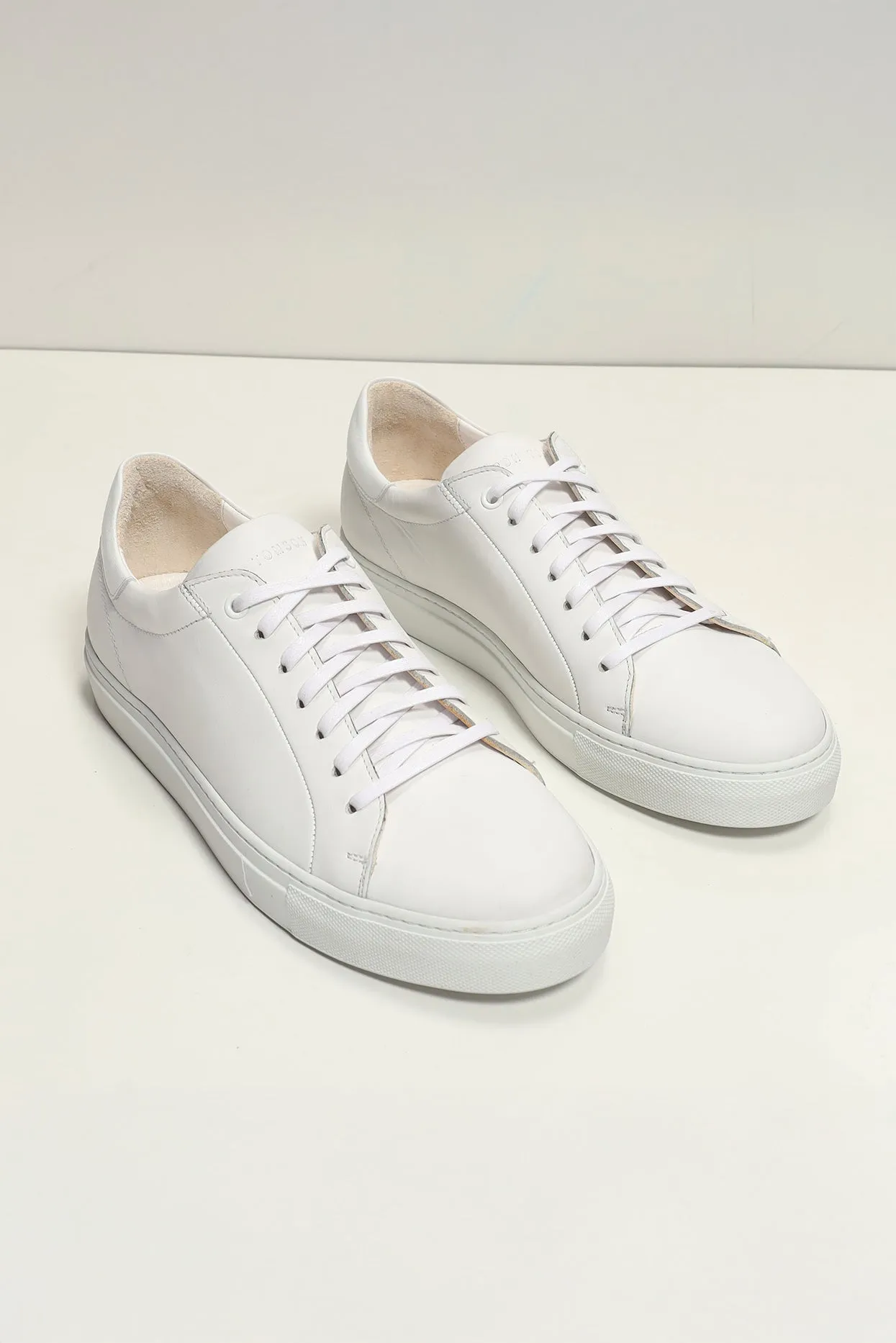 Genuine Leather Court Sneakers - White