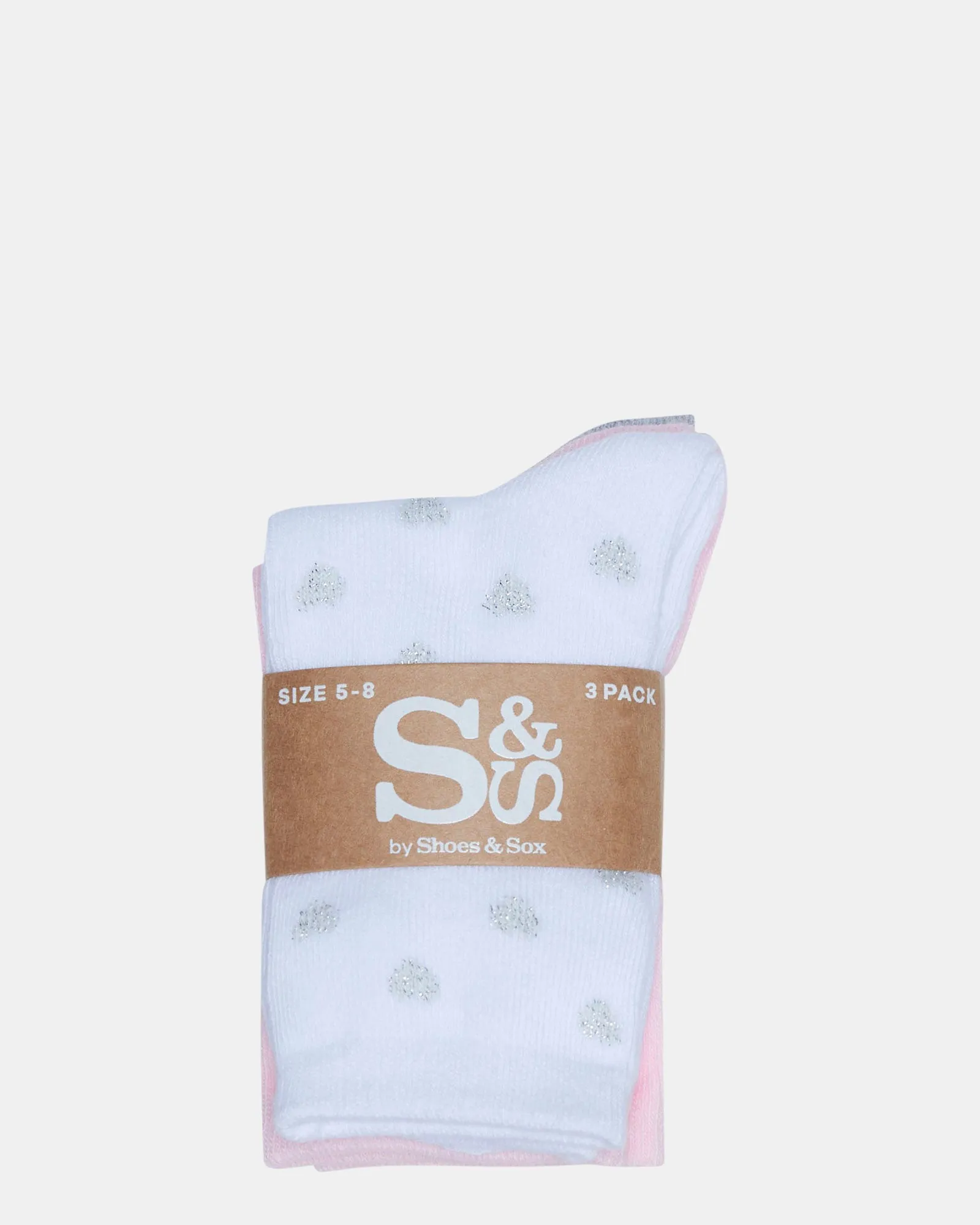 Hearts Crew 3 Pack Grey/White/Pink
