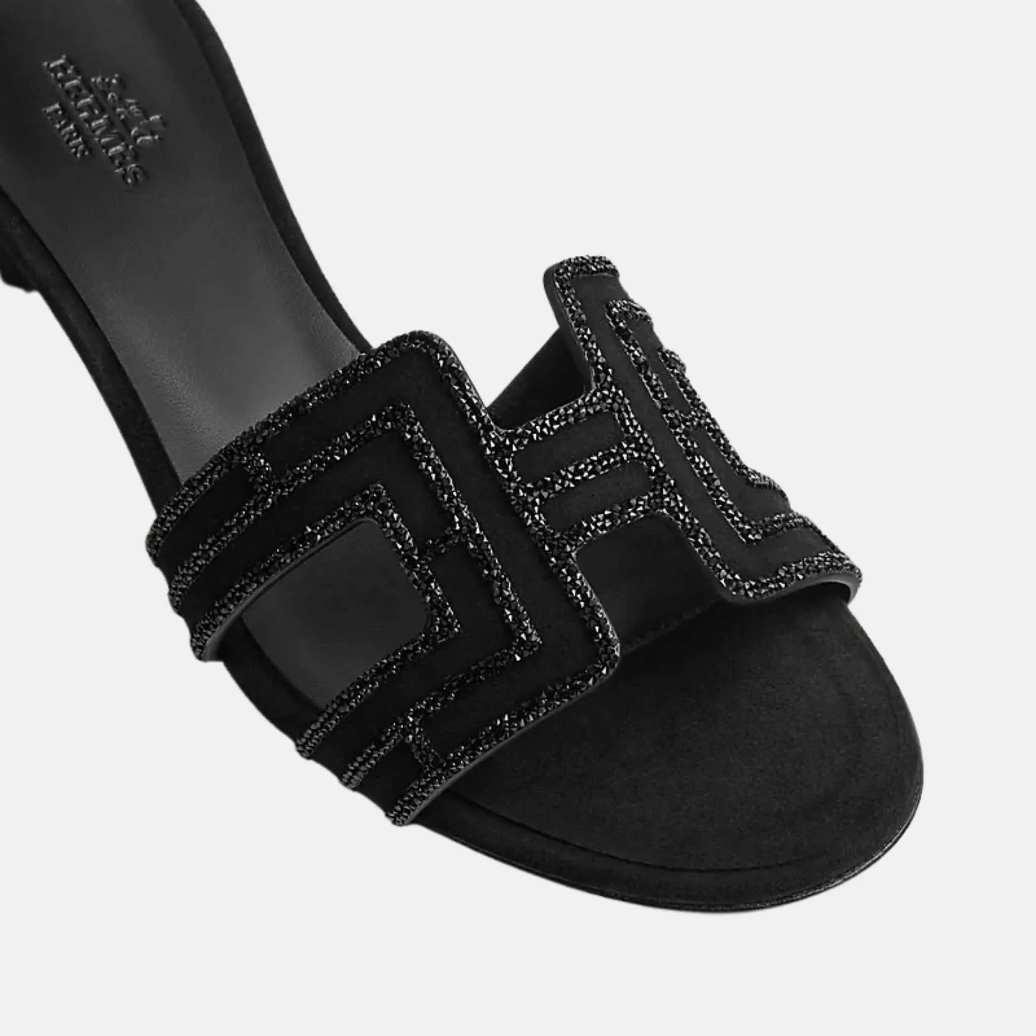 Hermes Oasis Sandals Suede Arcane Rhinestone