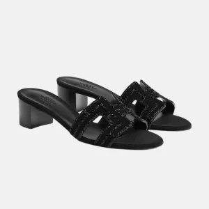 Hermes Oasis Sandals Suede Arcane Rhinestone