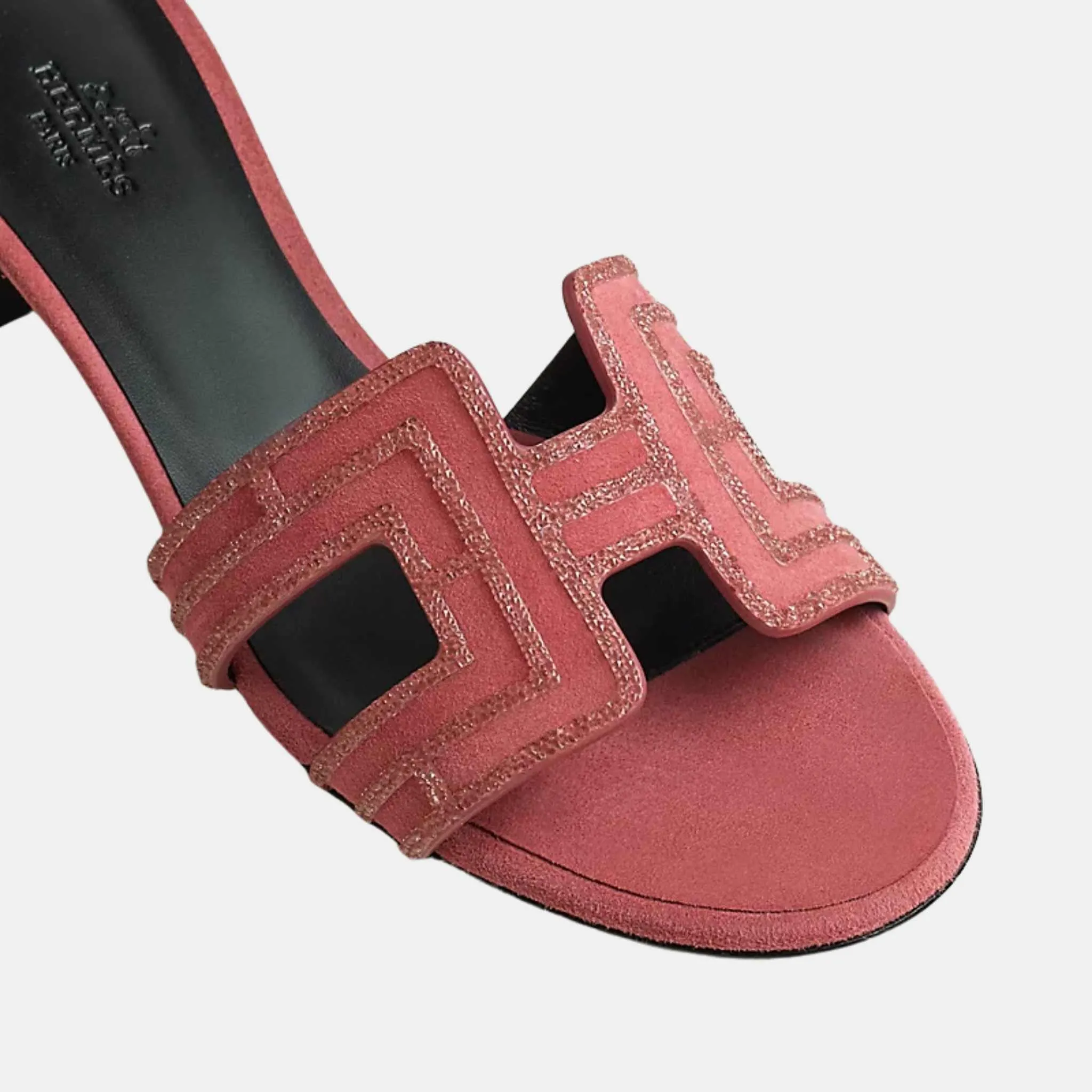 Hermes Oasis Sandals Suede Arcane Rhinestone