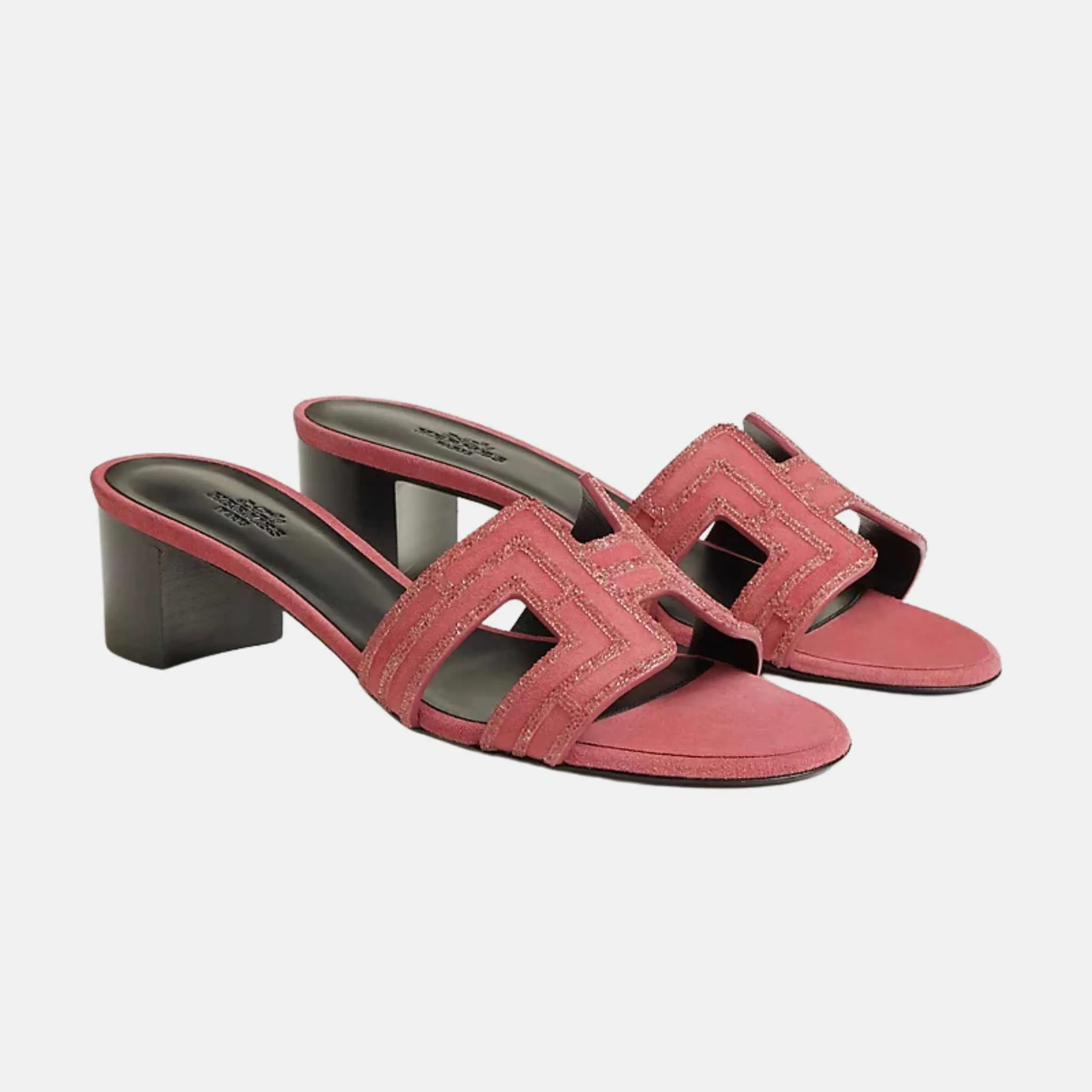 Hermes Oasis Sandals Suede Arcane Rhinestone