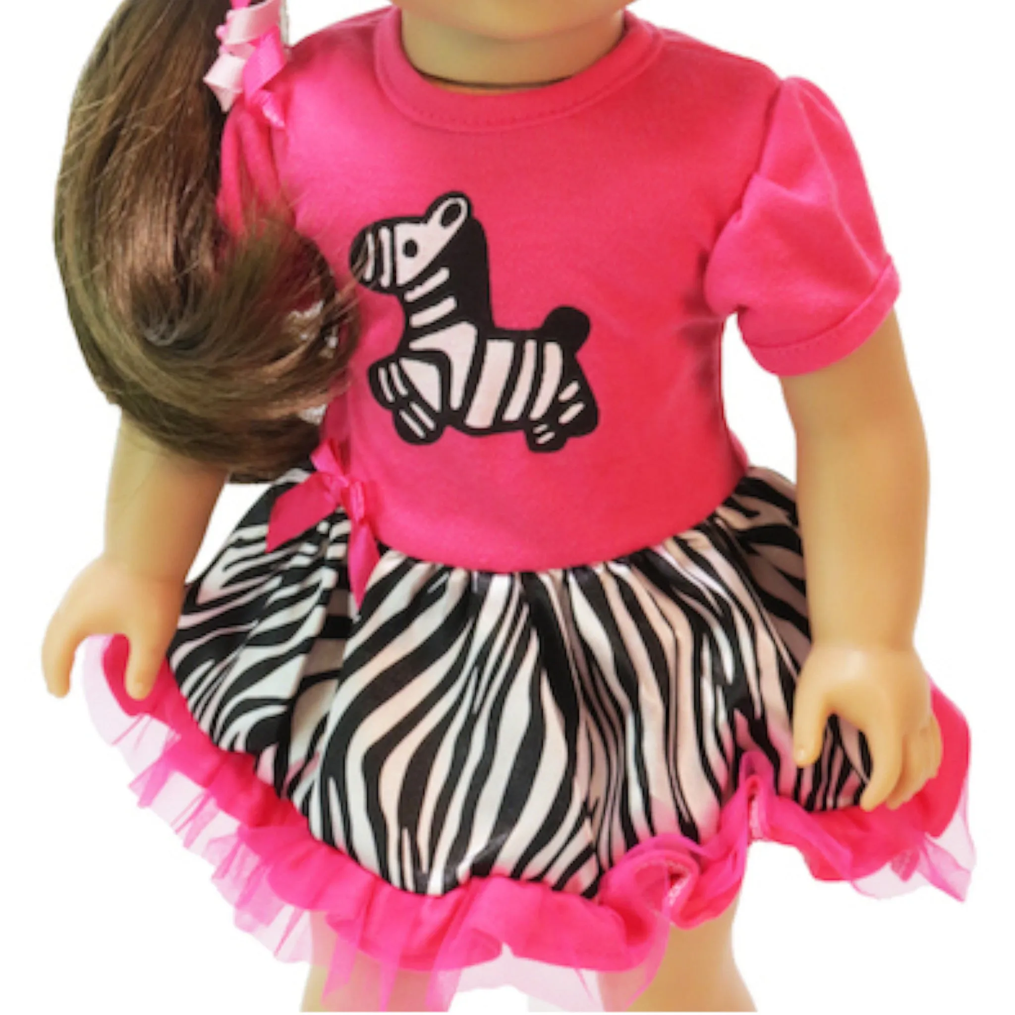 Hot Pink Zebra Dress for 18-inch dolls