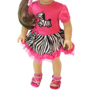 Hot Pink Zebra Dress for 18-inch dolls