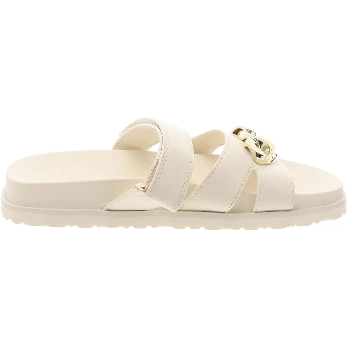 INC Womens Claren Faux Leather Adjustable Slide Sandals