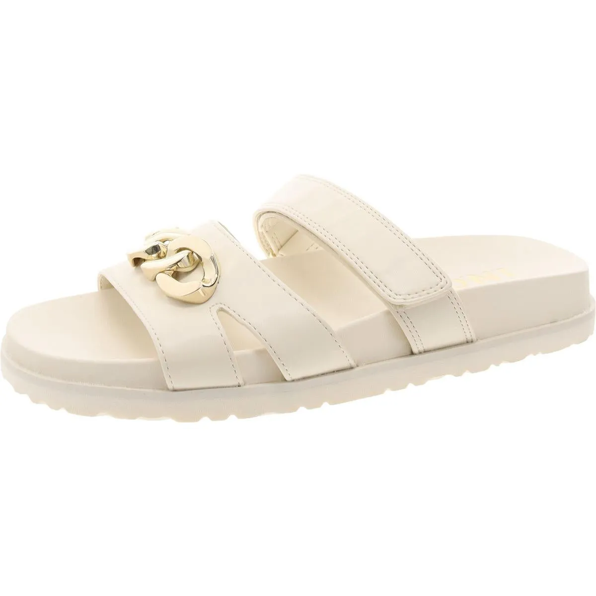 INC Womens Claren Faux Leather Adjustable Slide Sandals