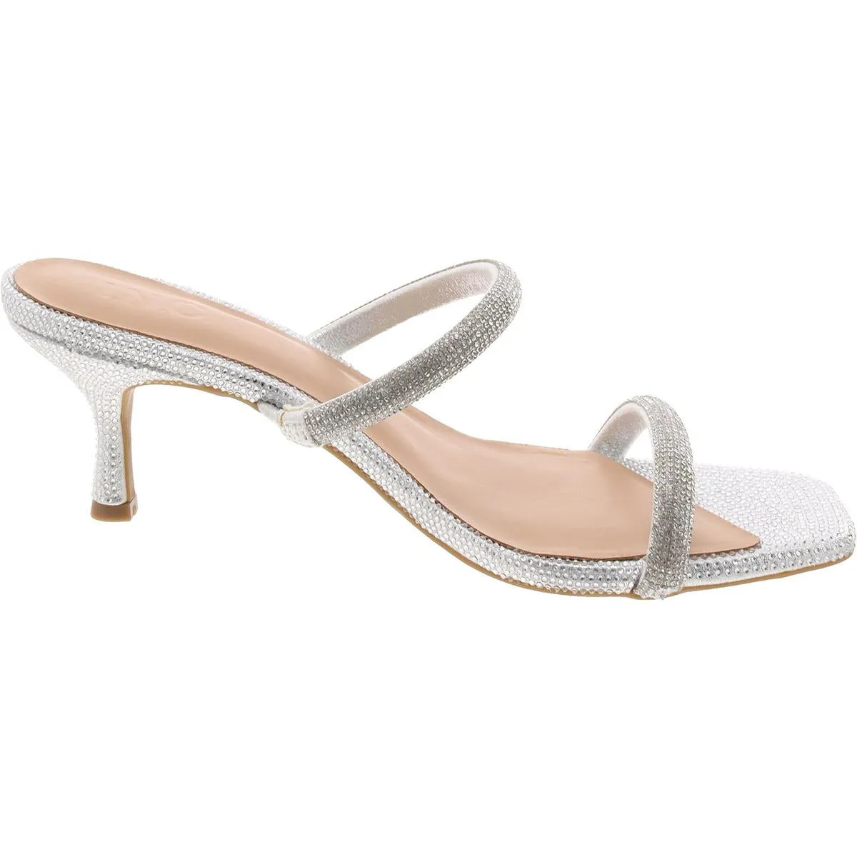 INC Womens Dejaa Two Band Rhinestone Slide Sandals