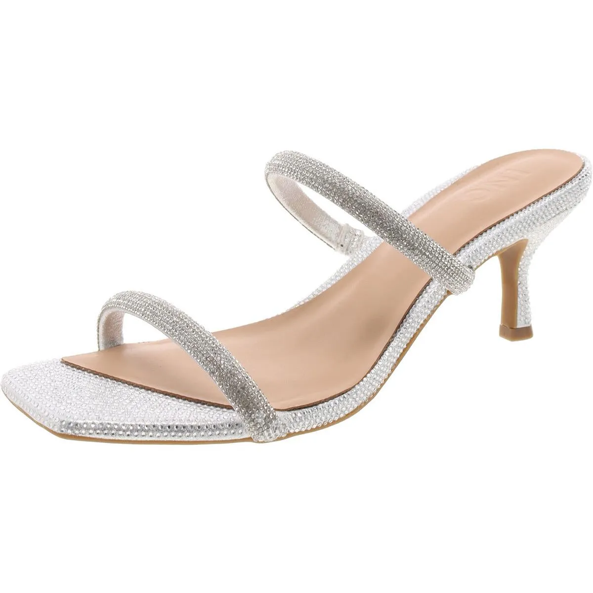INC Womens Dejaa Two Band Rhinestone Slide Sandals