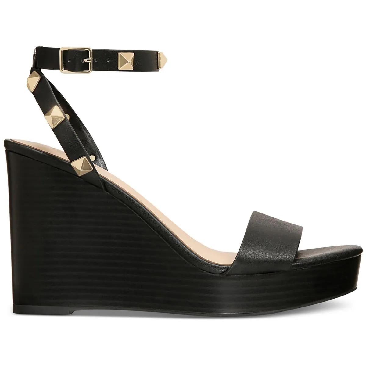 INC Womens Maverickp Faux Leather Ankle Strap Wedge Sandals
