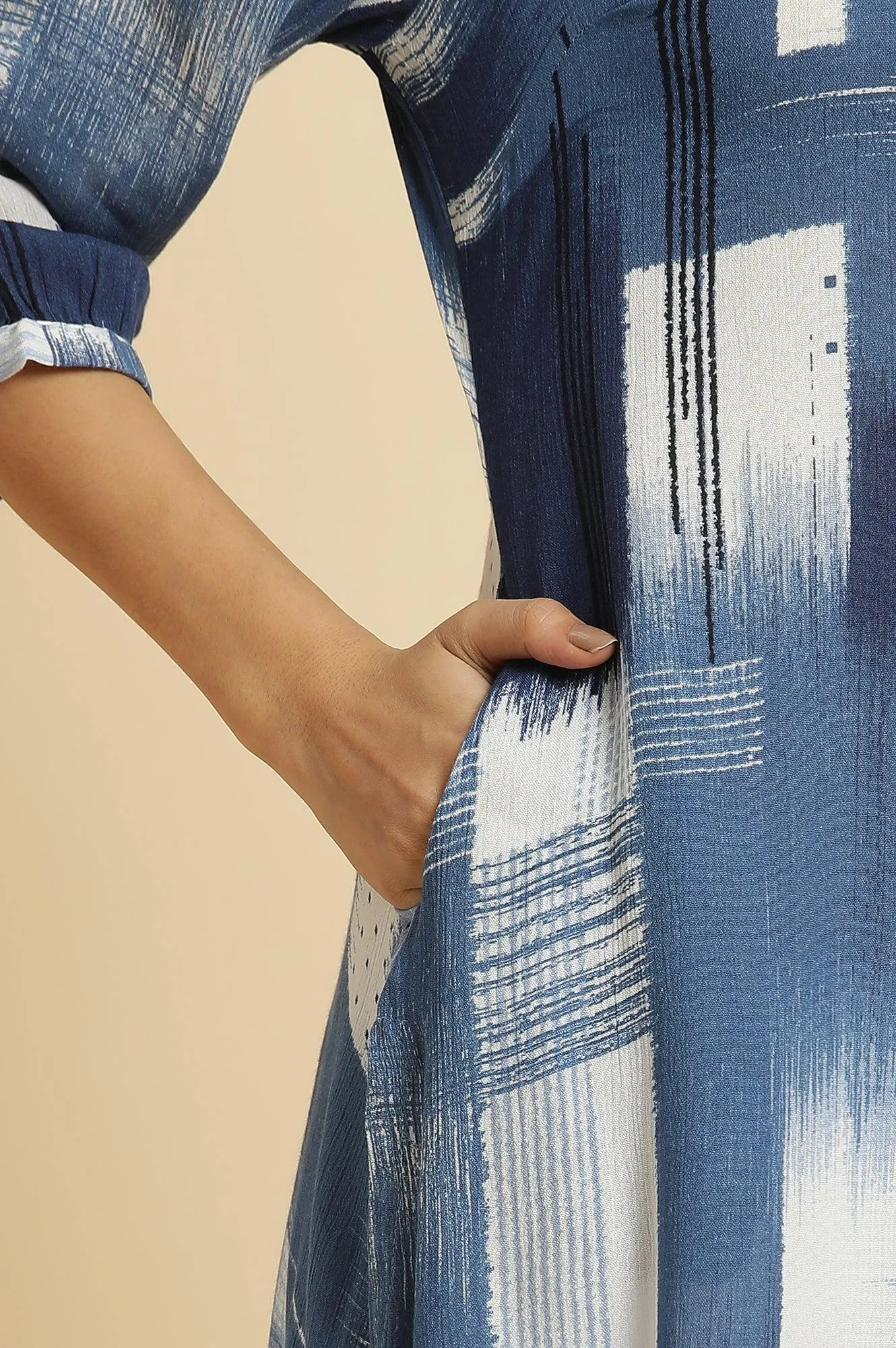 Indigo Abstract Print Kurta